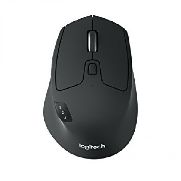 Mouse Wireless Logitech M720 Triathlon, Negru, Optic, Multi-dispozitiv, Scroll rapid, Conectare 3 computere, Bluetooth și wireless 2.4GHz, Retail